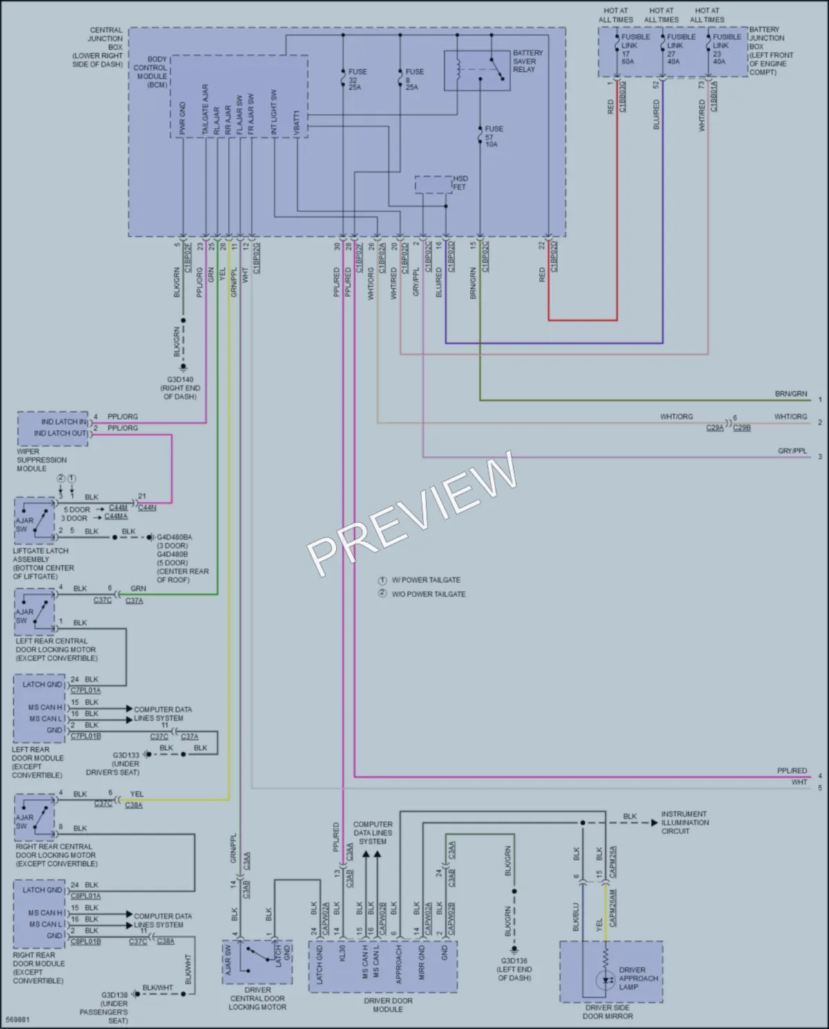2017 LandRover RangeRoverEvoque Interior Lights wiring diagram preview