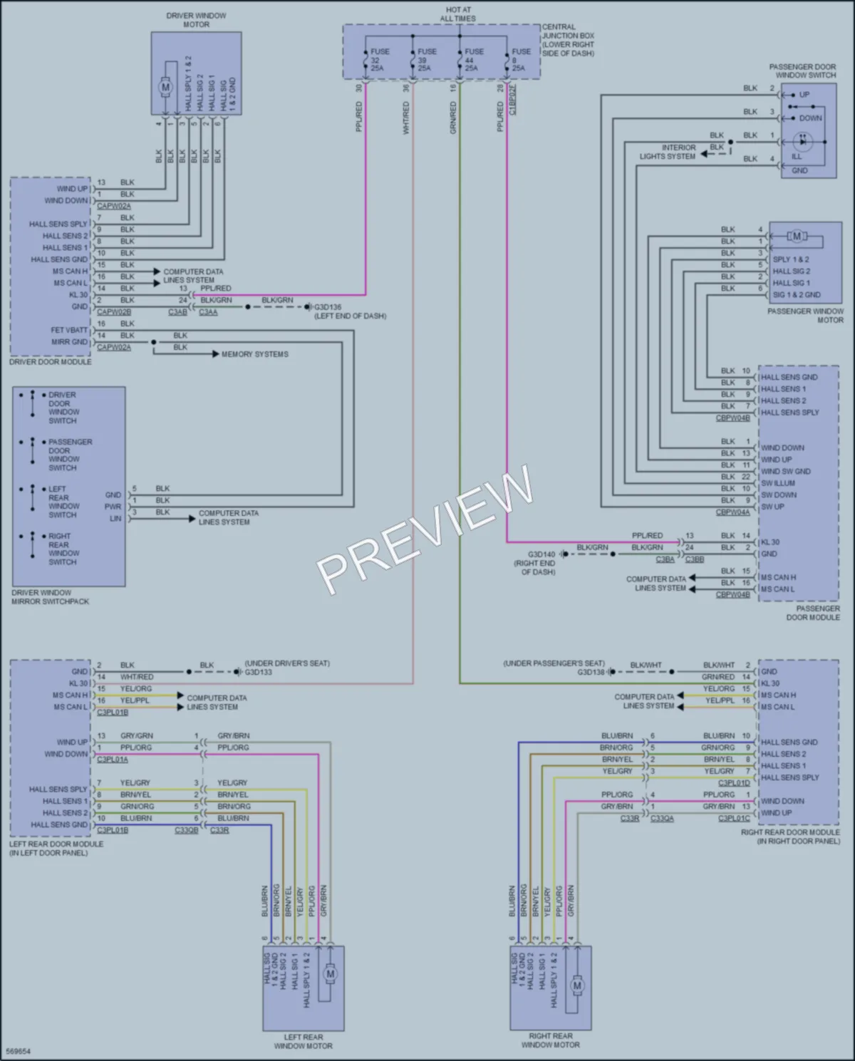 2017 LandRover RangeRoverEvoque Power Windows wiring diagram preview
