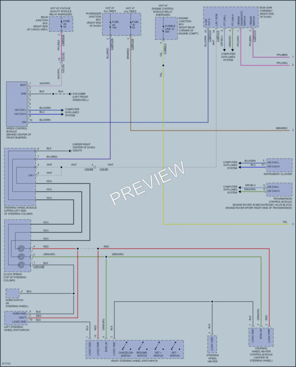 2017 LandRover RangeRoverSport Cruise Control wiring diagram preview