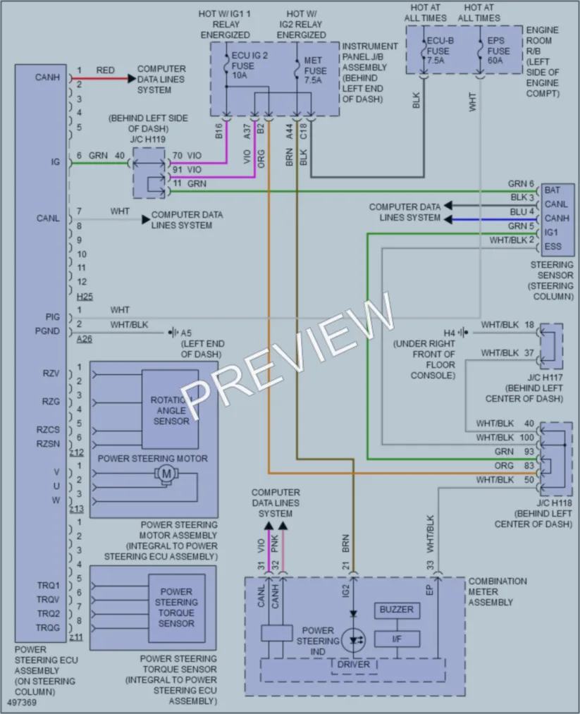 2017 Lexus CT200h Electronic Power Steering wiring diagram preview