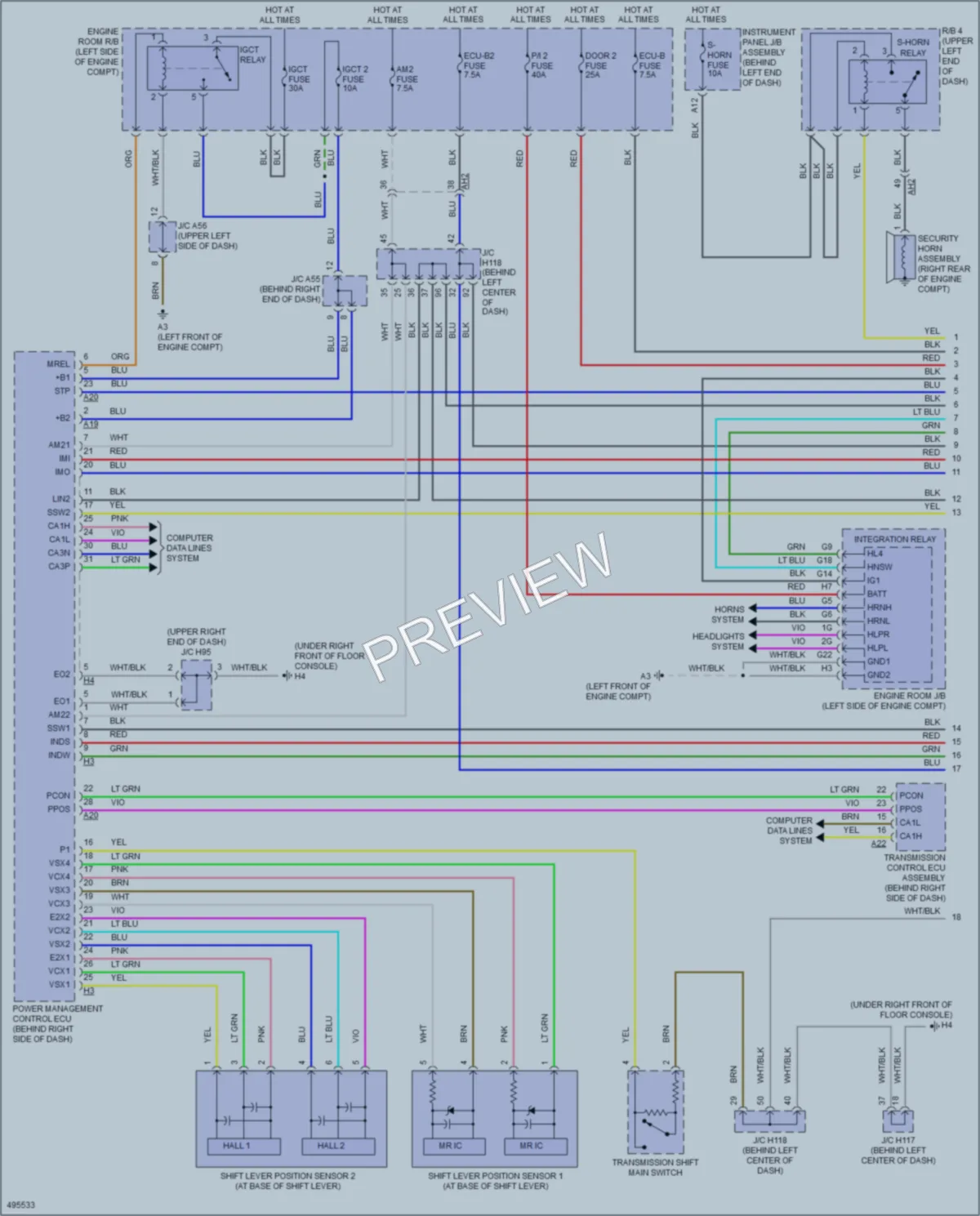 2017 Lexus CT200h Power Door Locks wiring diagram preview