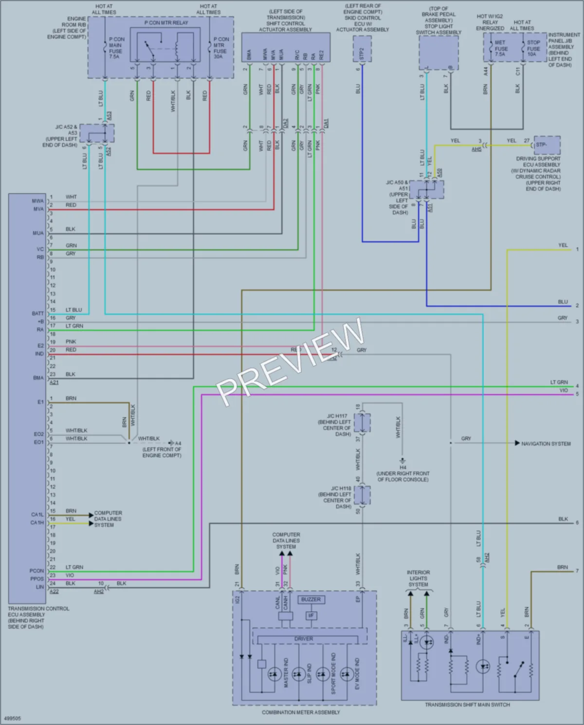 2017 Lexus CT200h Transmission wiring diagram preview