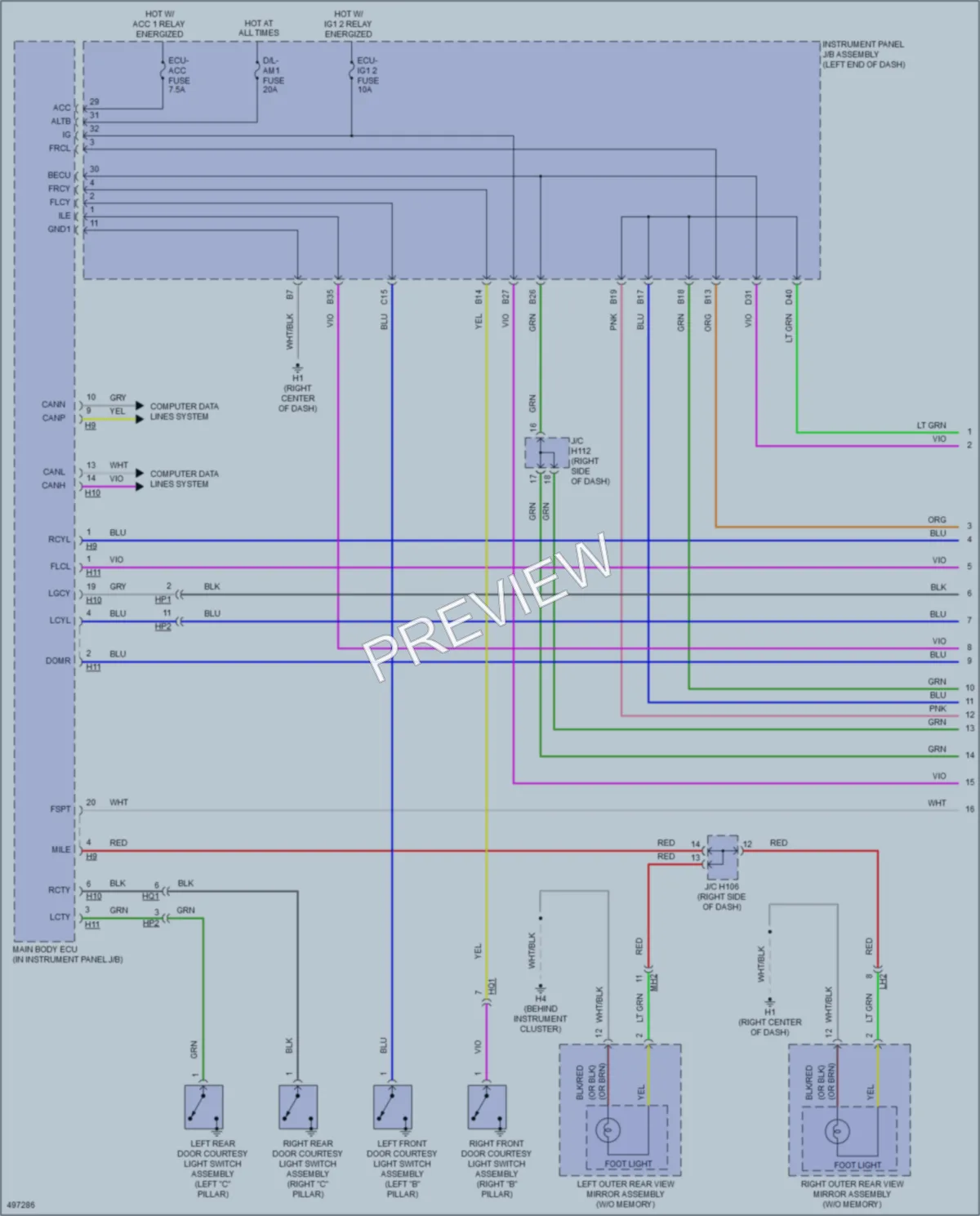 2017 Lexus ES300h Interior Lights wiring diagram preview