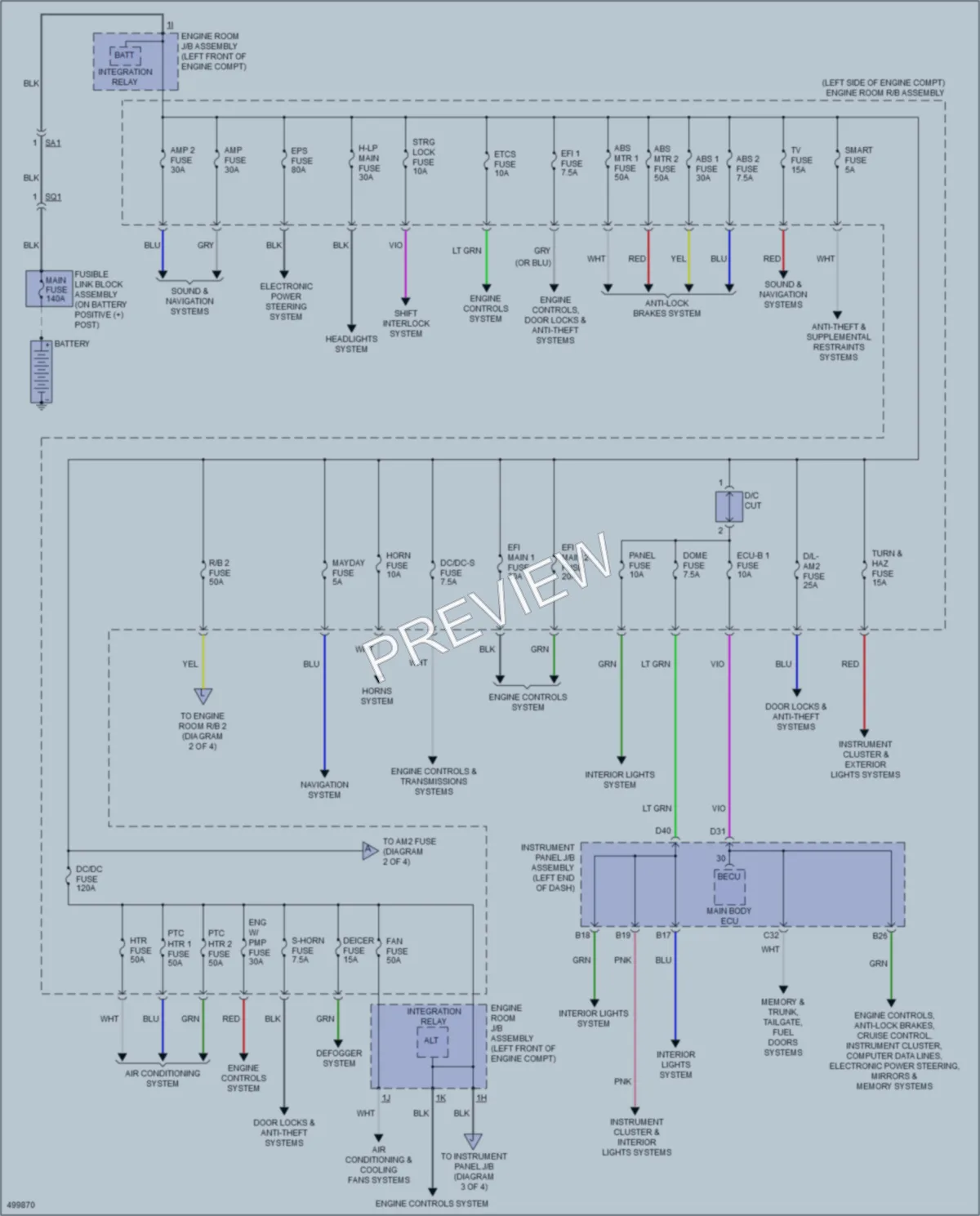 2017 Lexus ES300h Power Distribution wiring diagram preview
