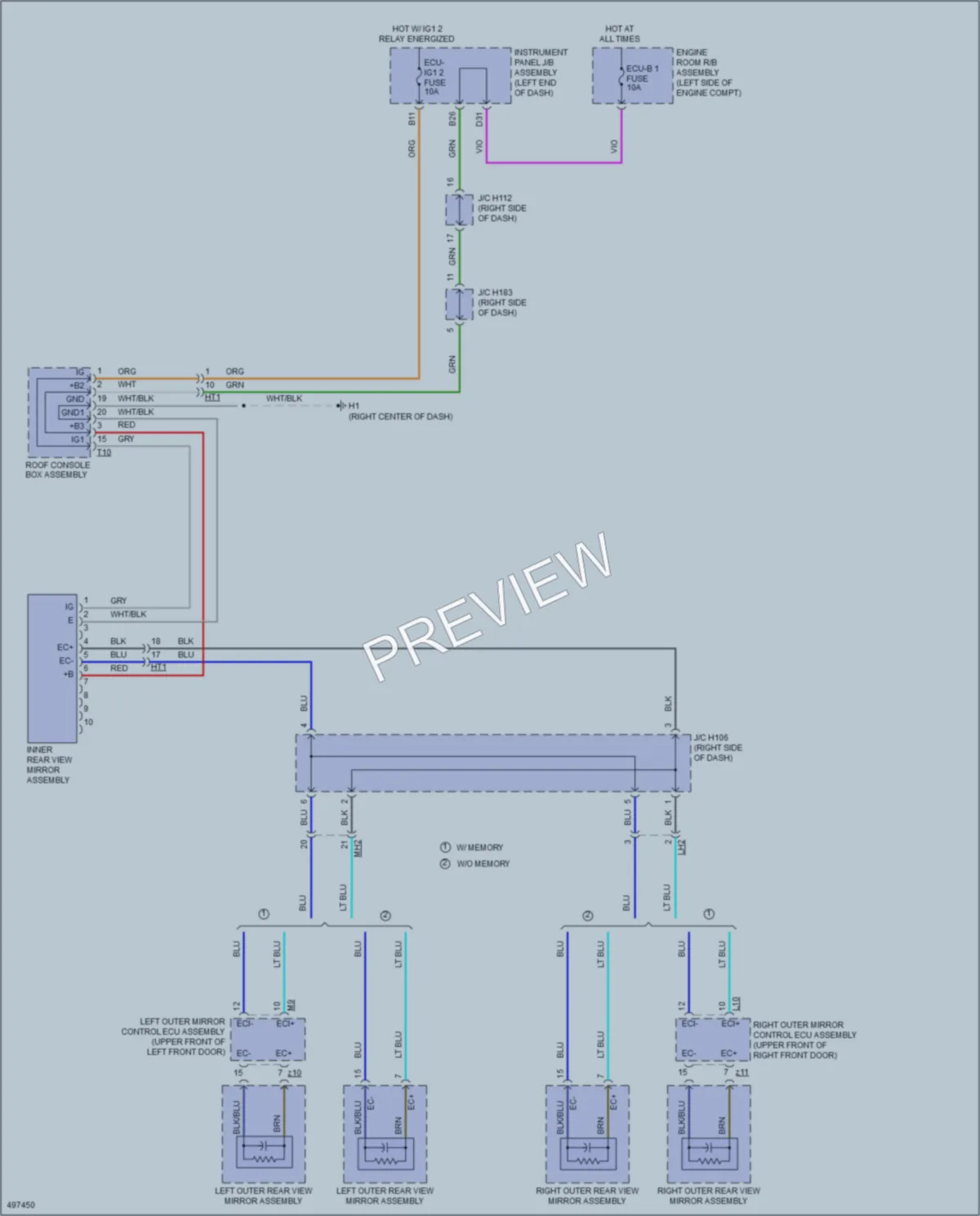 2017 Lexus ES300h Power Mirrors wiring diagram preview