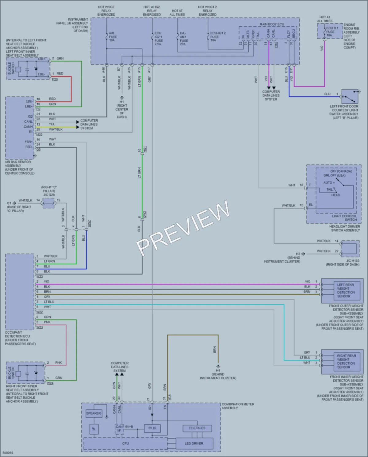 2017 Lexus ES300h Warning Systems wiring diagram preview