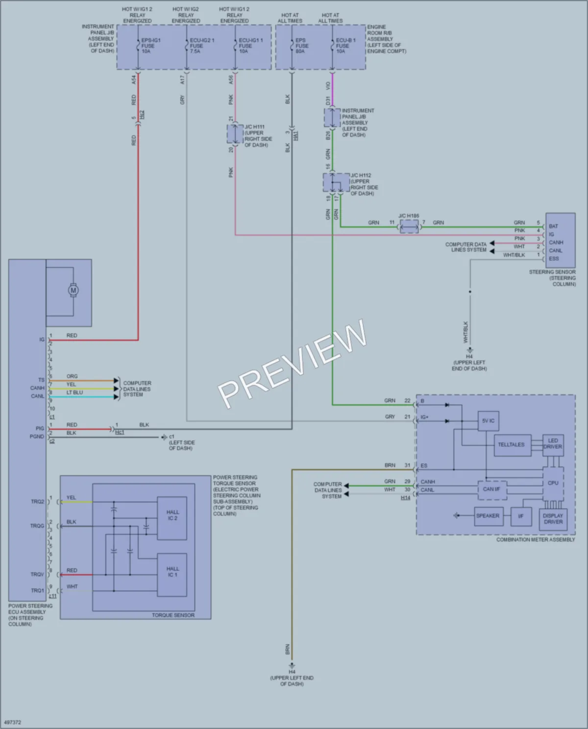 2017 Lexus ES350 Electronic Power Steering wiring diagram preview