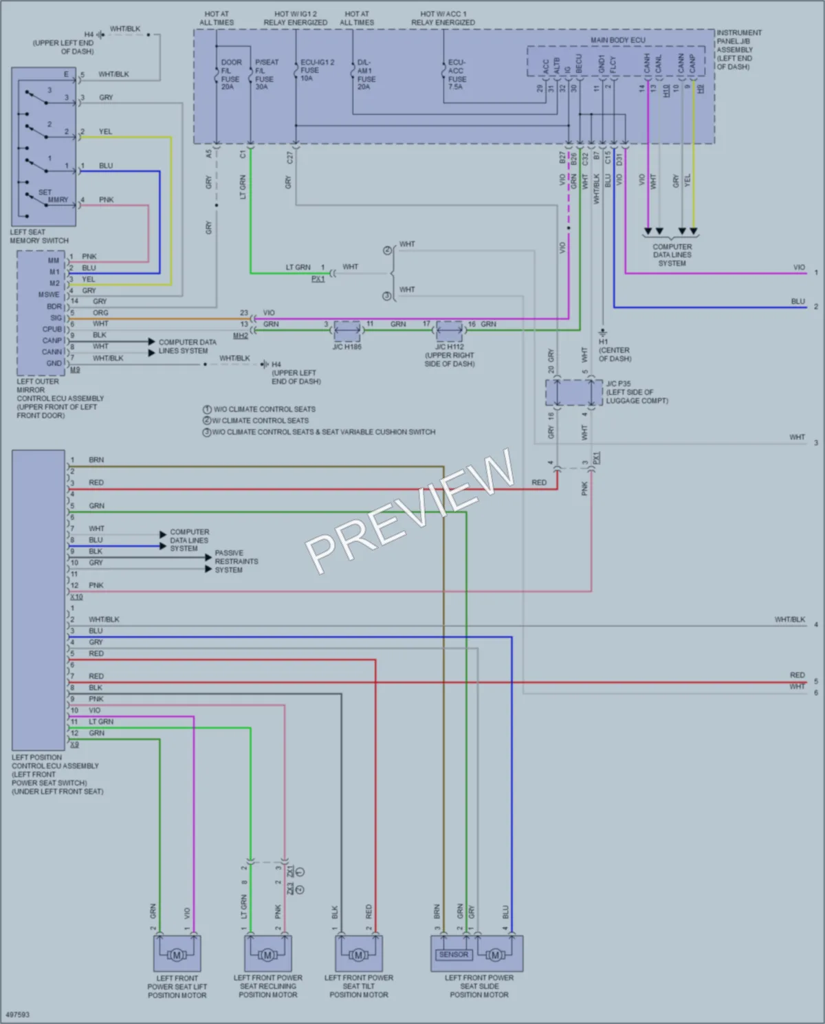 2017 Lexus ES350 Memory Systems wiring diagram preview