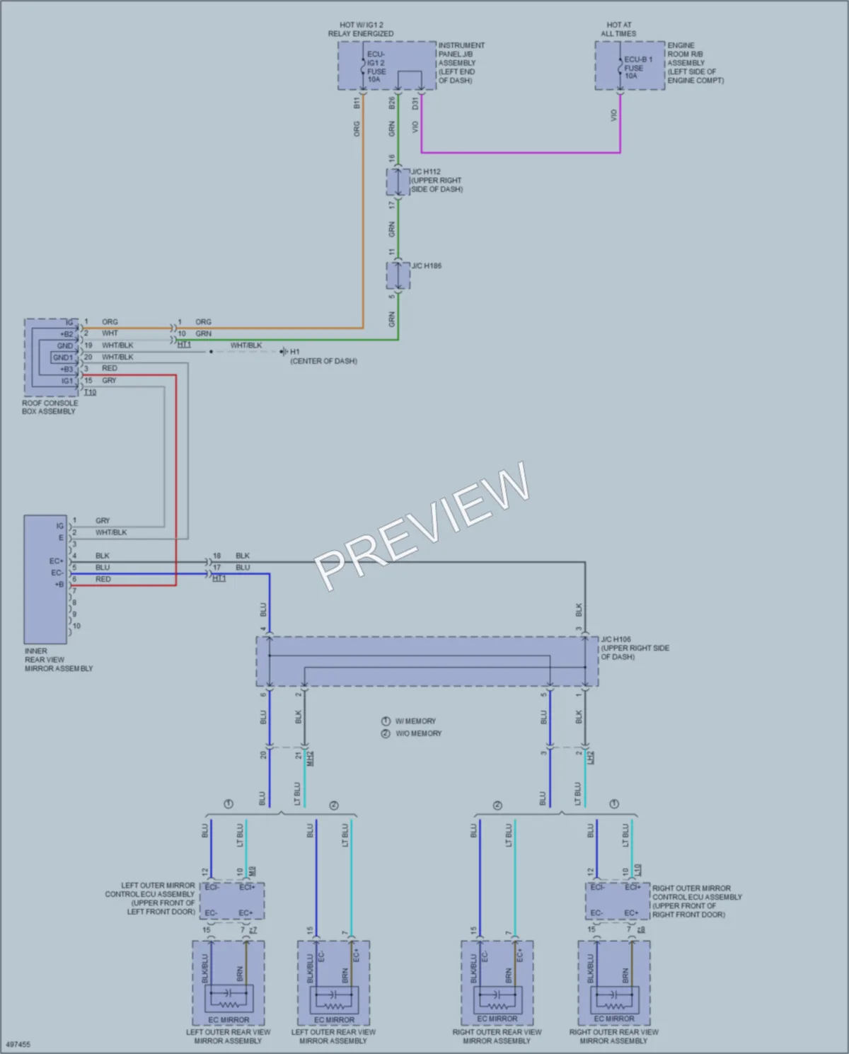 2017 Lexus ES350 Power Mirrors wiring diagram preview