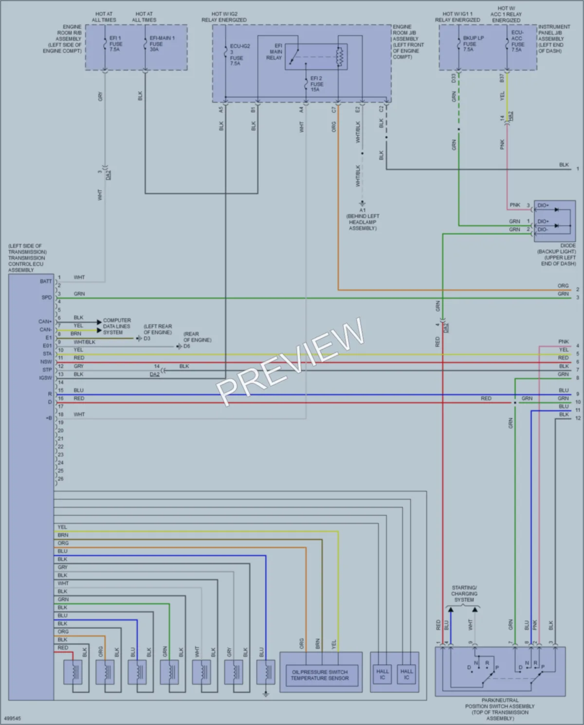 2017 Lexus ES350 Transmission wiring diagram preview