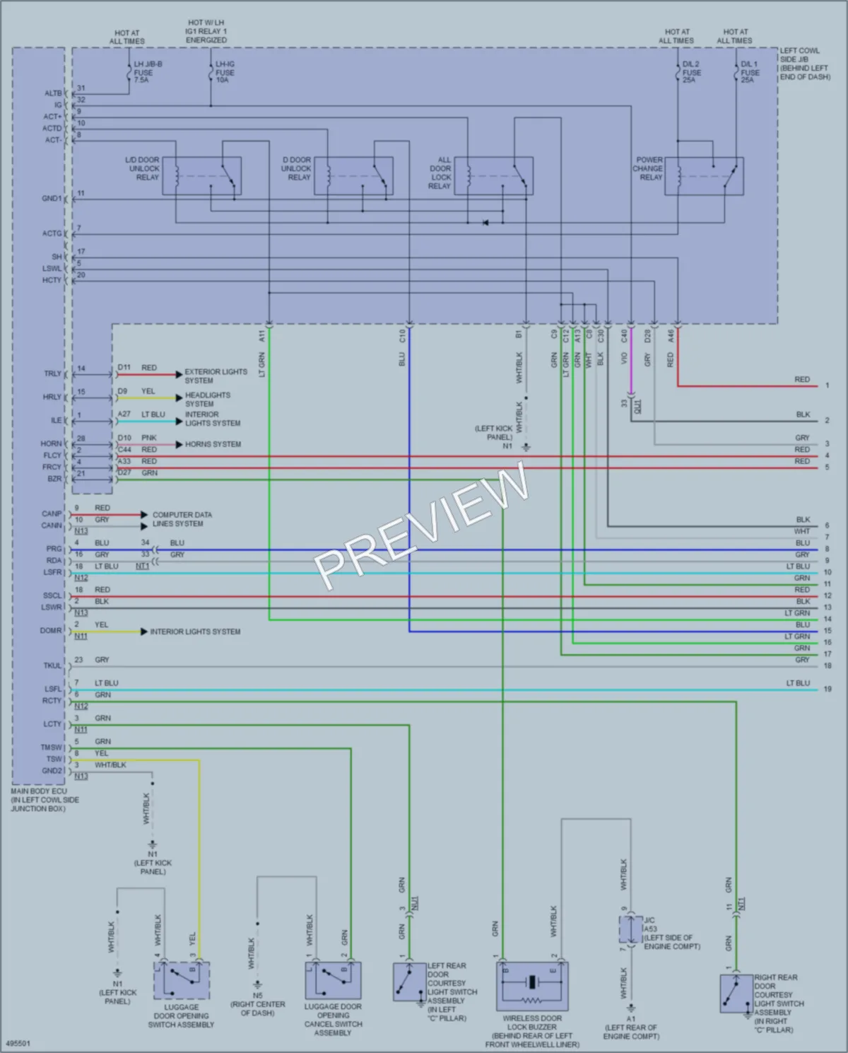2017 Lexus GS350 Power Door Locks wiring diagram preview