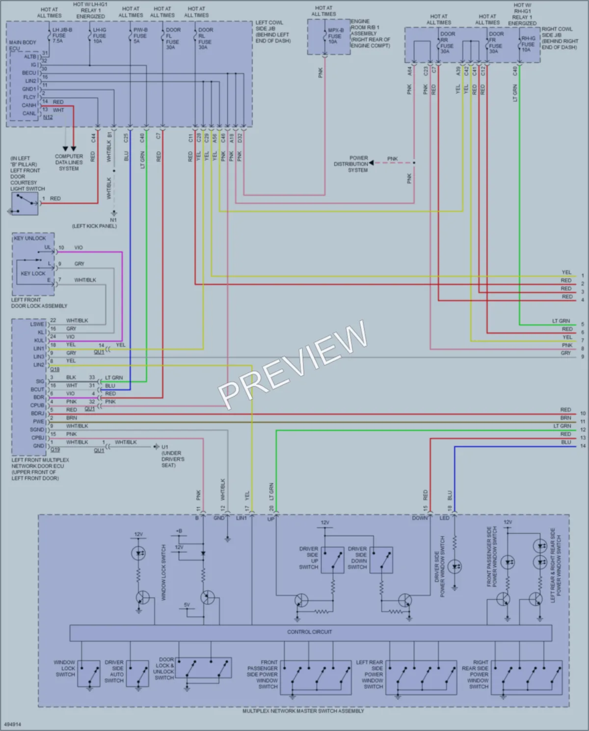 2017 Lexus GS350 Power Windows wiring diagram preview
