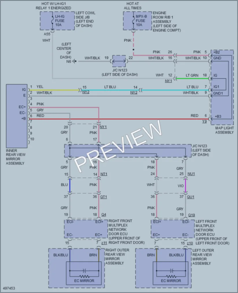2017 Lexus GS450h Power Mirrors wiring diagram preview