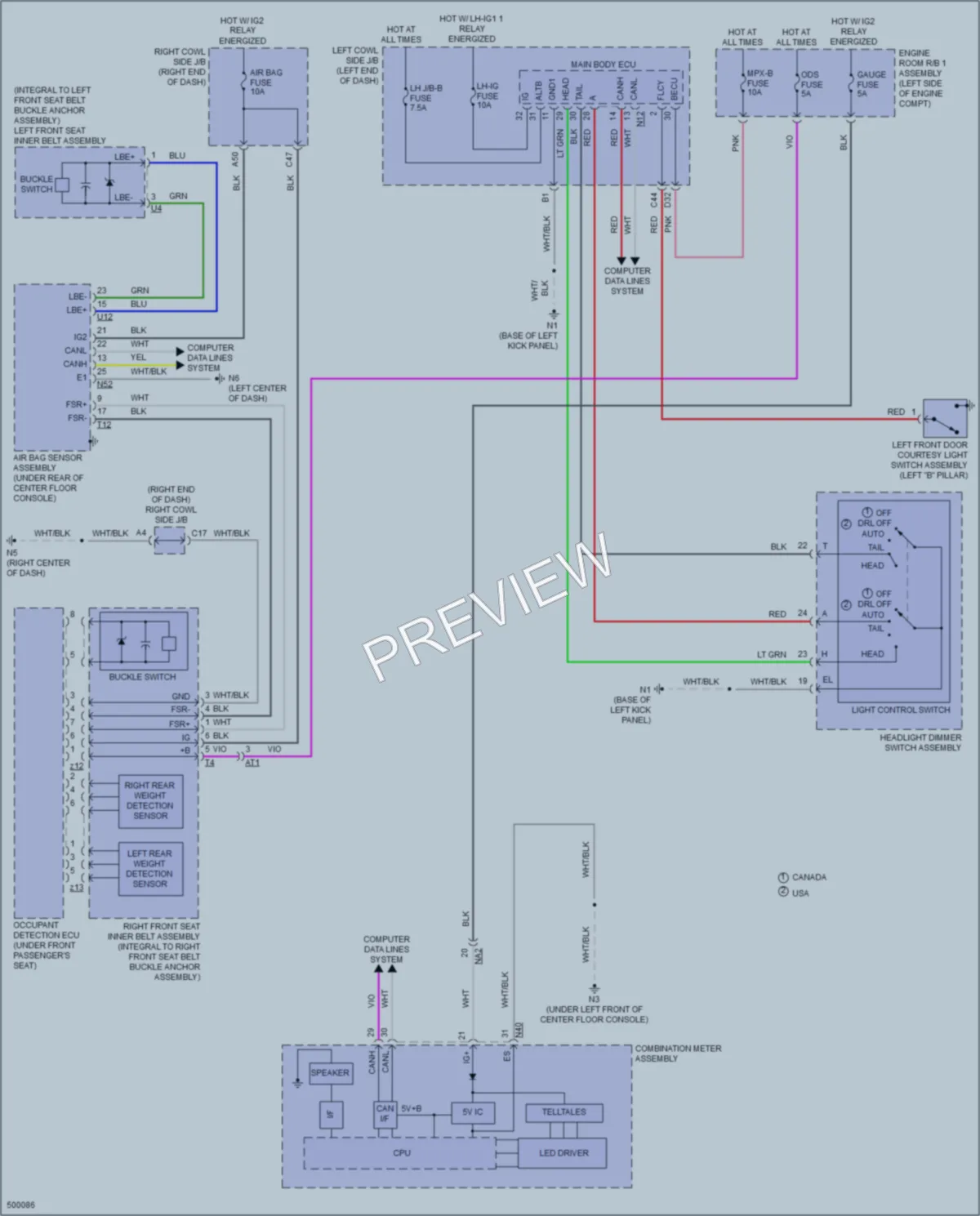 2017 Lexus GS450h Warning Systems wiring diagram preview