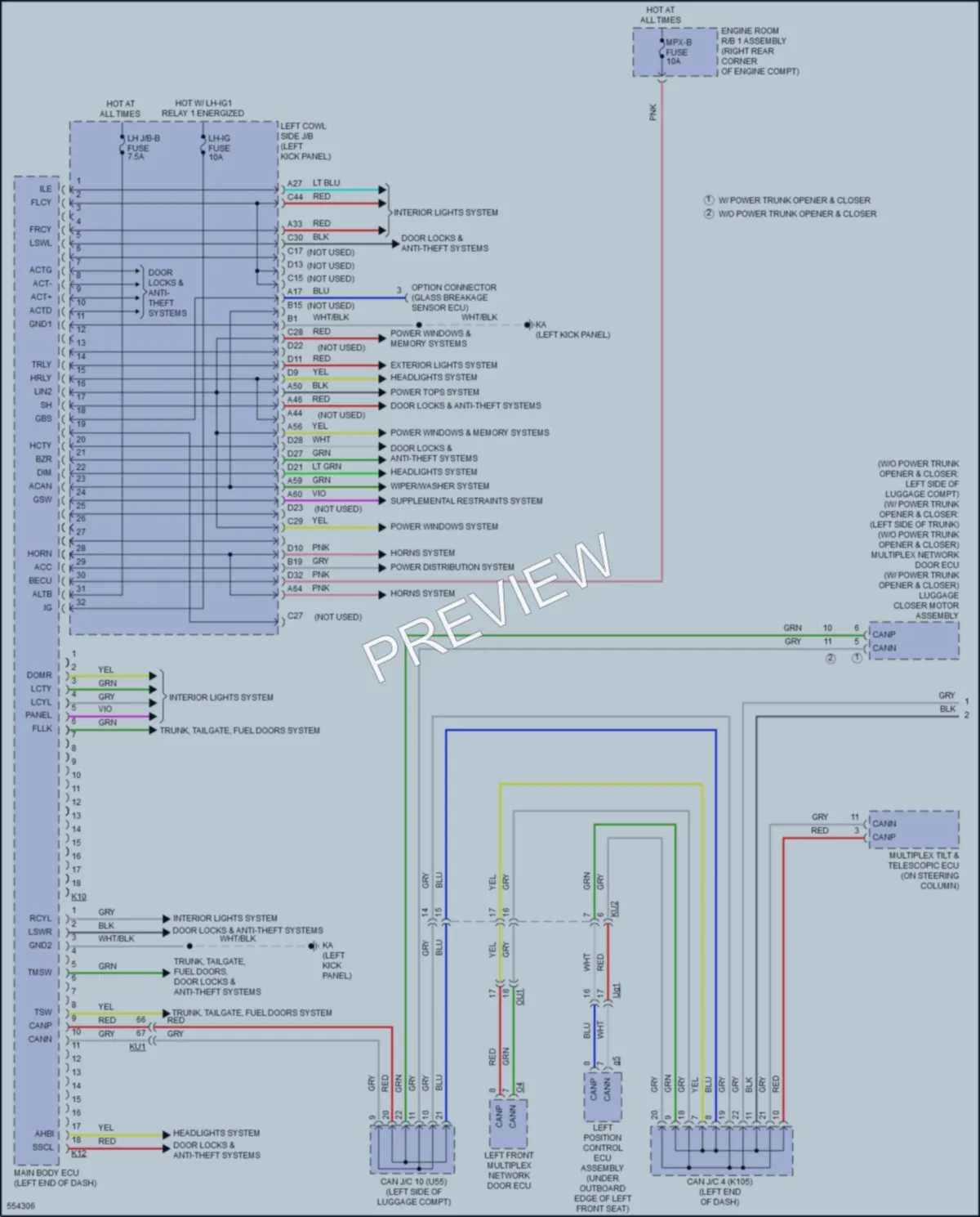 2017 Lexus GSF Body Control Modules wiring diagram preview