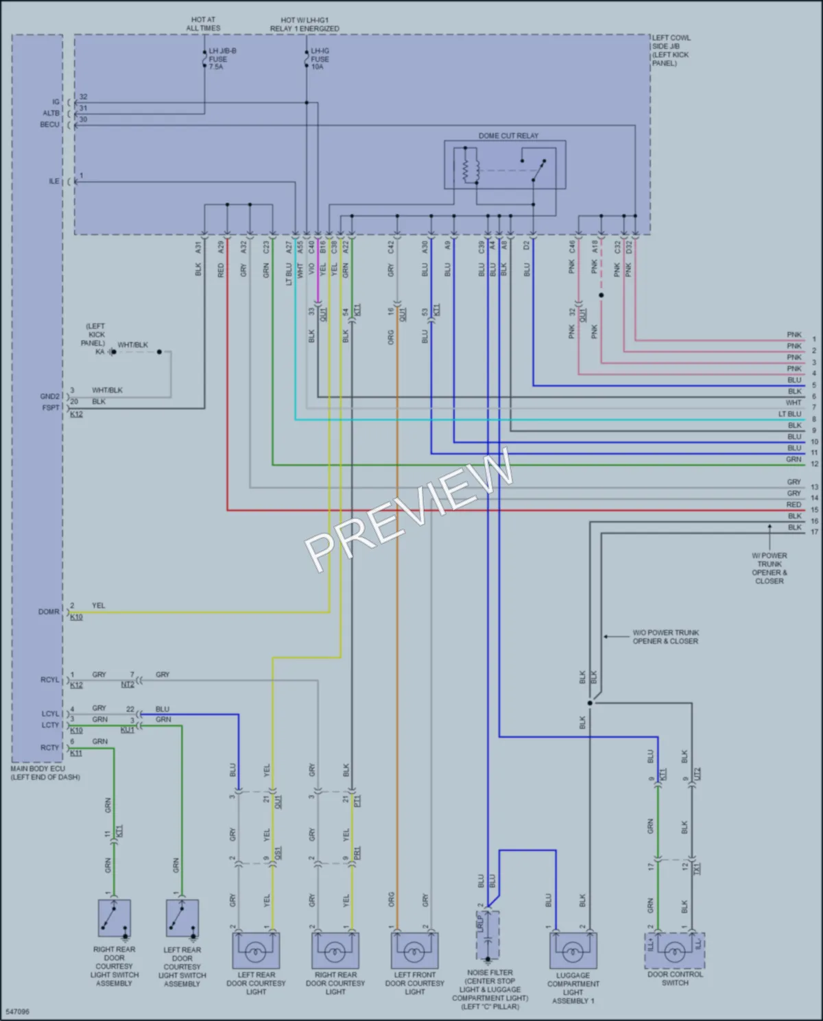 2017 Lexus GSF Interior Lights wiring diagram preview