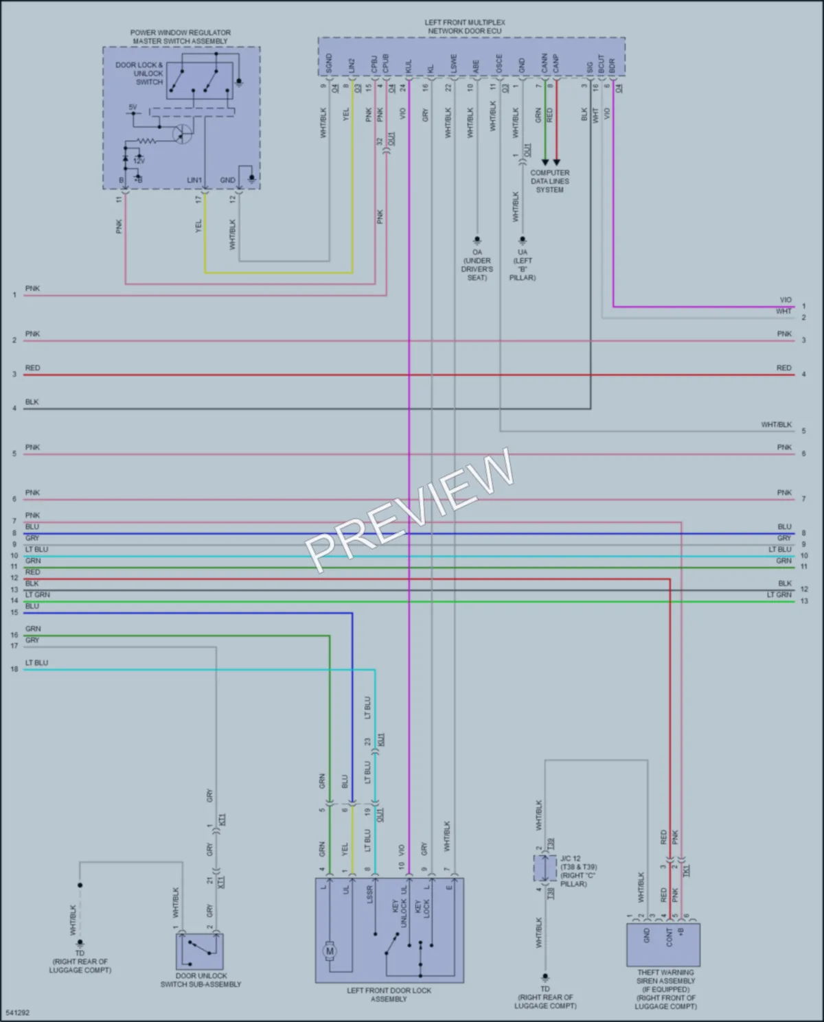 2017 Lexus GSF Power Door Locks wiring diagram preview