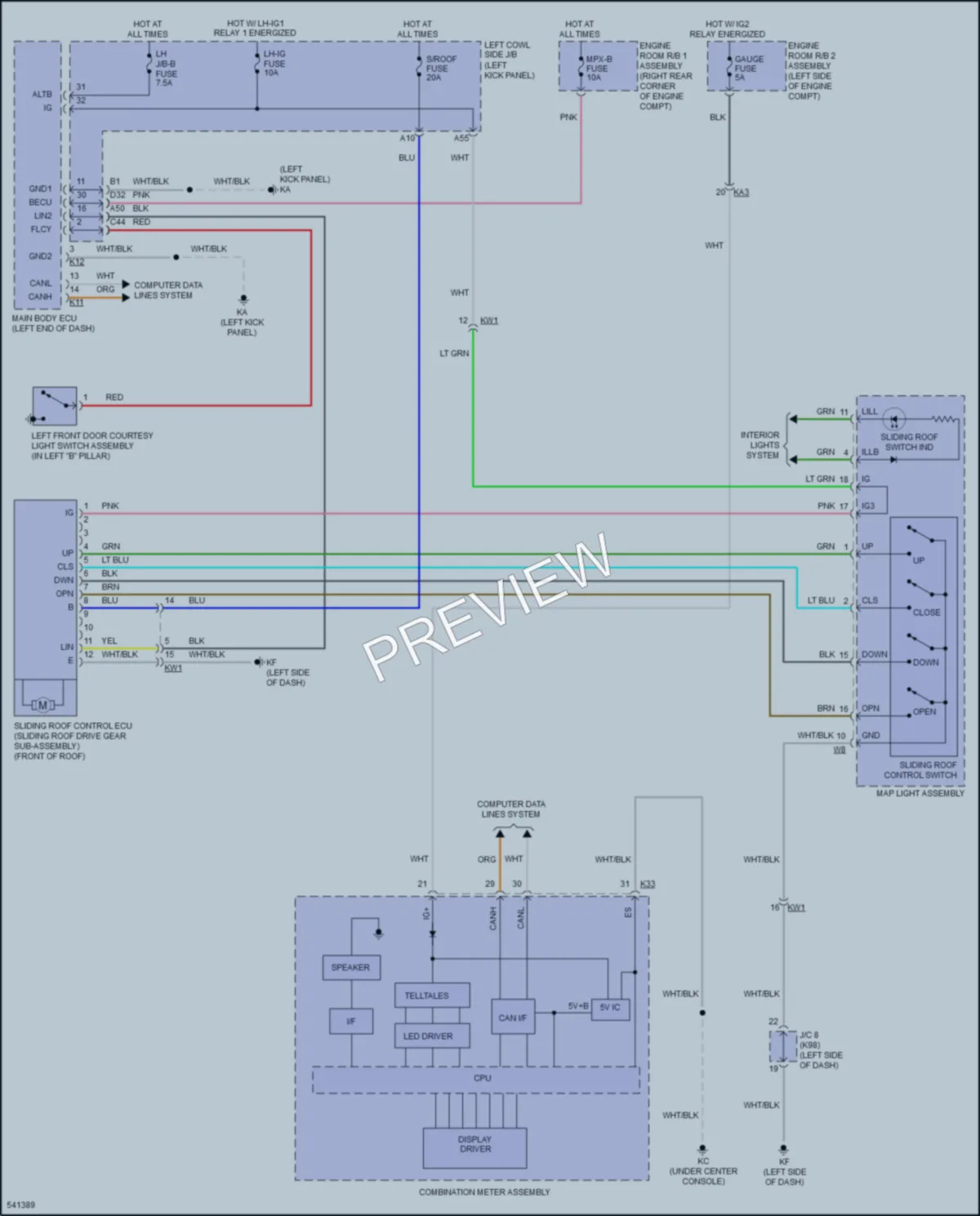 2017 Lexus GSF Power Top Sunroof wiring diagram preview
