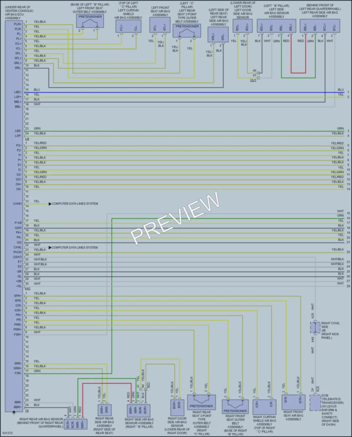2017 Lexus GSF Supplemental Restraints wiring diagram preview