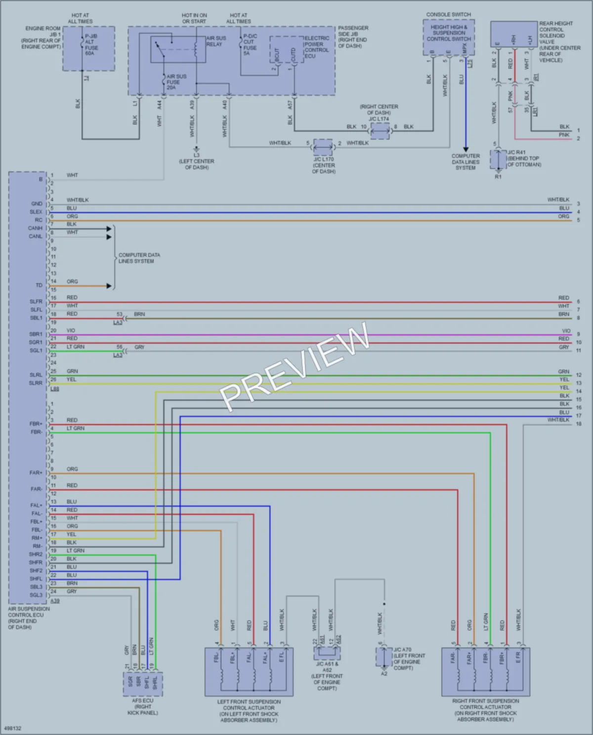 2017 Lexus LS460 Electronic Suspension wiring diagram preview