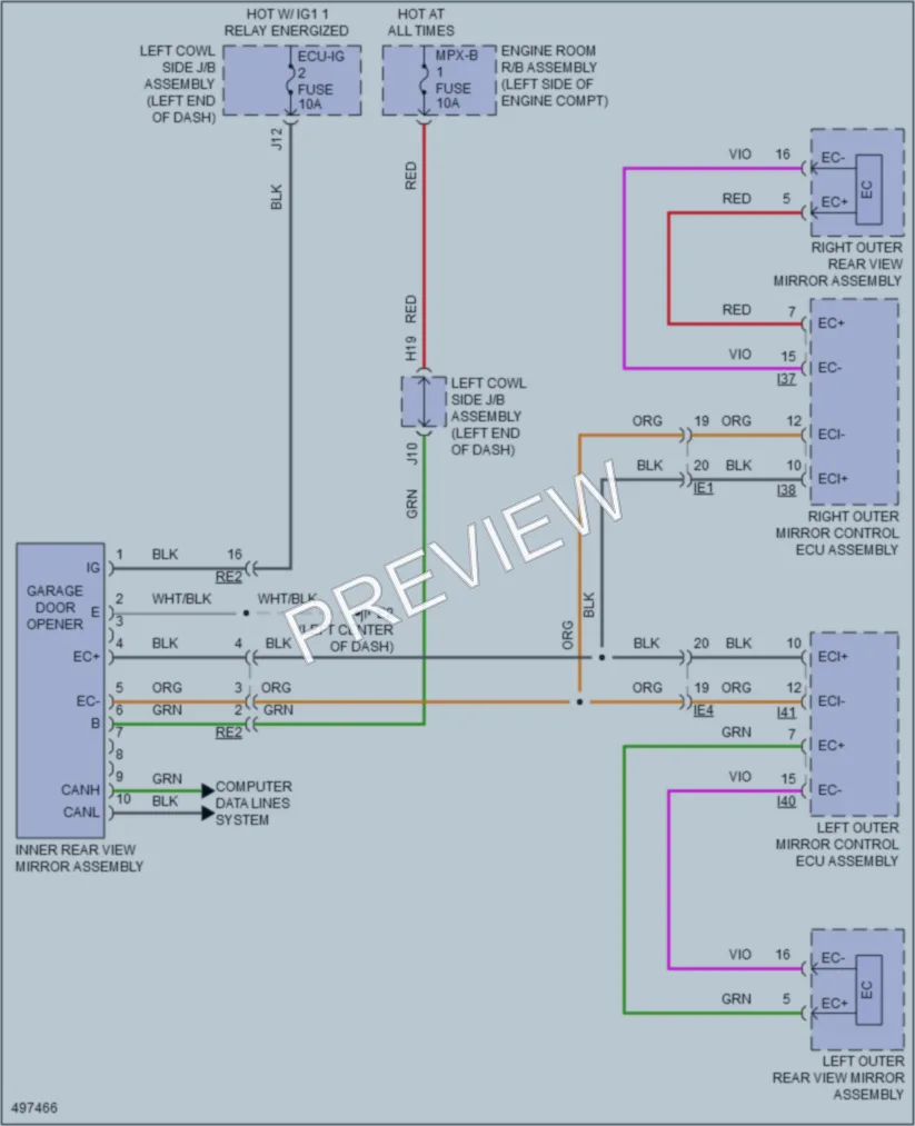 2017 Lexus LX570 Power Mirrors wiring diagram preview
