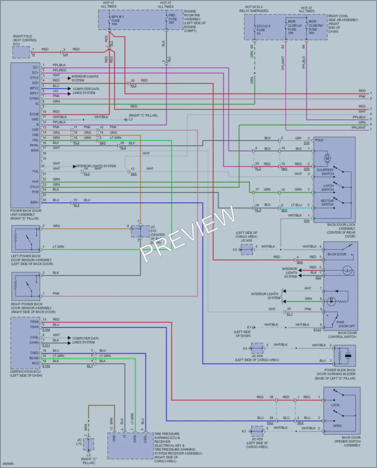 2017 Lexus LX570 Trunk Tailgate Fuel Door wiring diagram preview