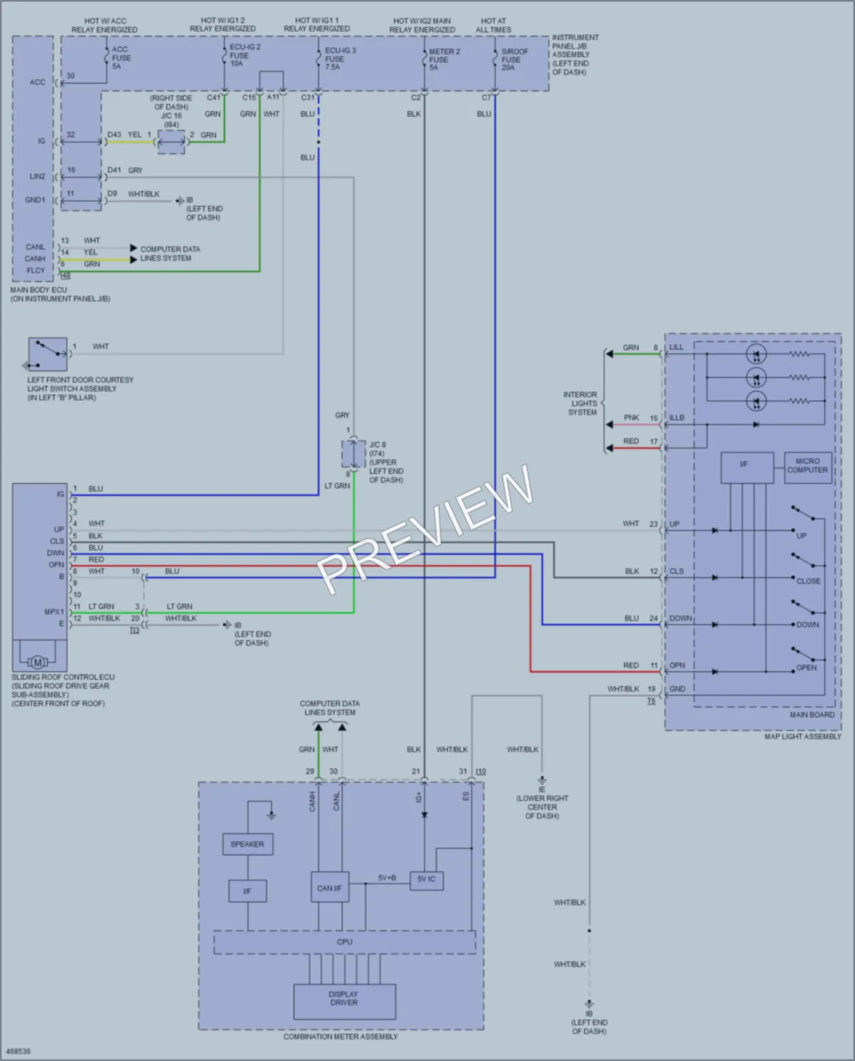 2017 Lexus NX200t Power Top Sunroof wiring diagram preview