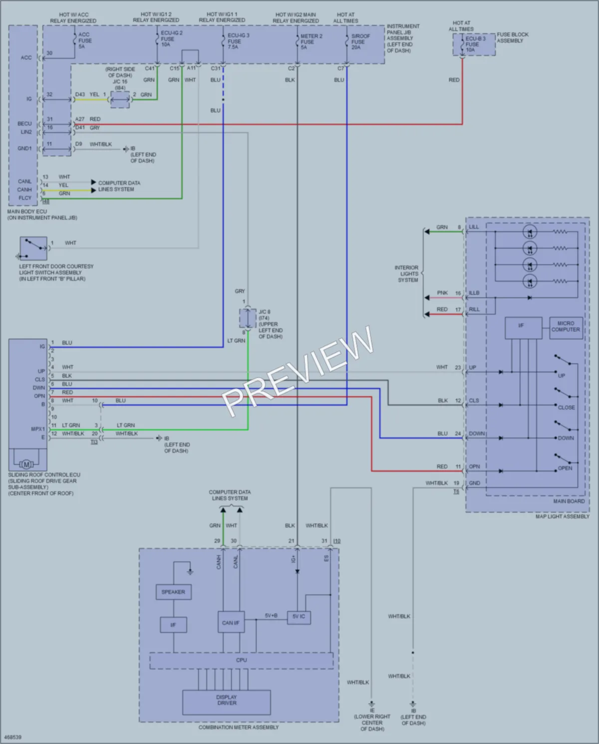 2017 Lexus NX300h Power Top Sunroof wiring diagram preview