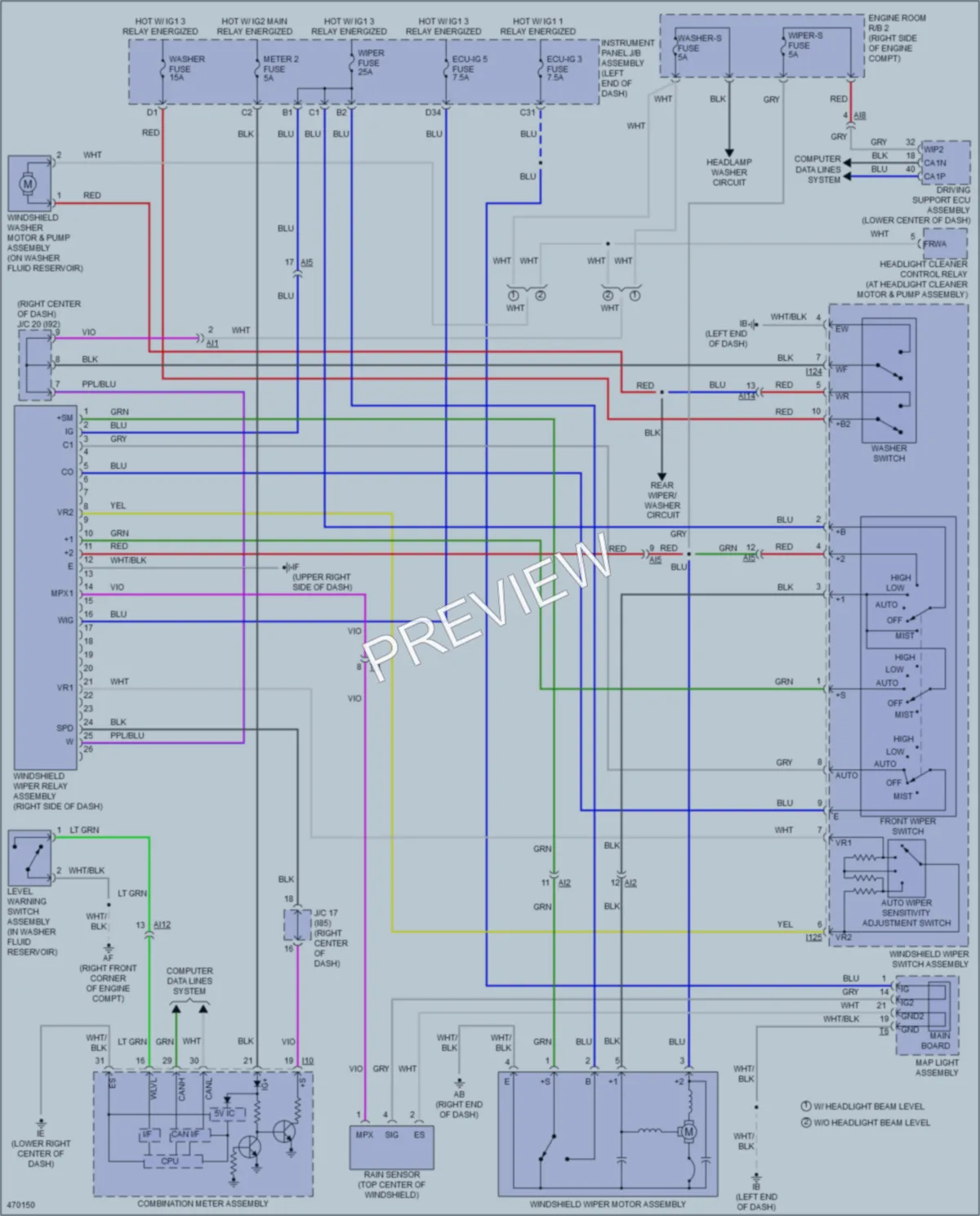 2017 Lexus NX300h Wiper Washer wiring diagram preview