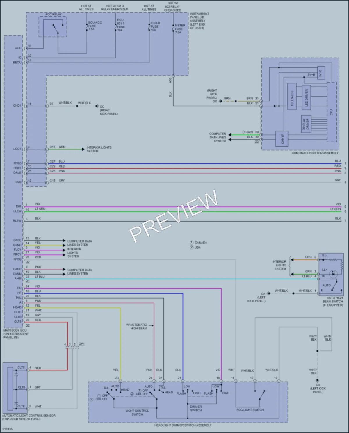 2017 Lexus RC200t Headlights wiring diagram preview