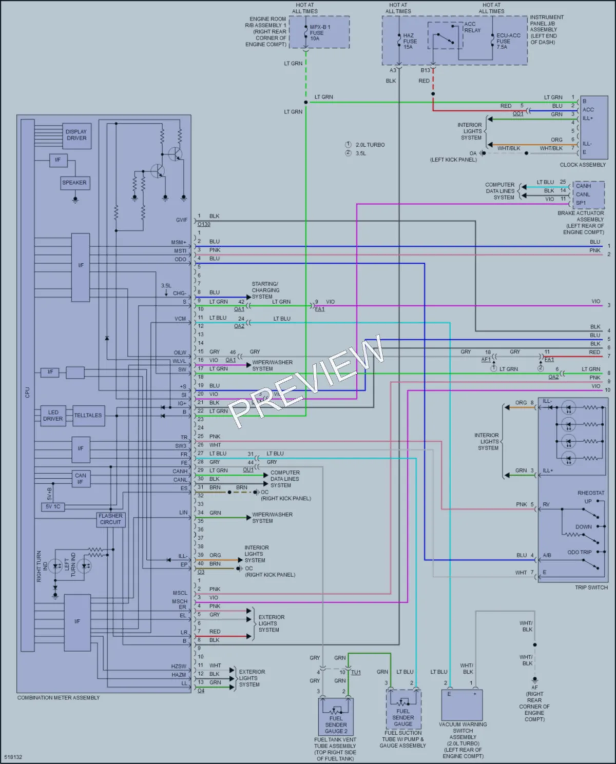 2017 Lexus RC200t Instrument Cluster wiring diagram preview