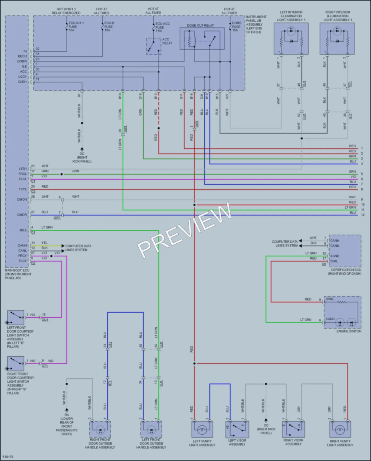 2017 Lexus RC200t Interior Lights wiring diagram preview