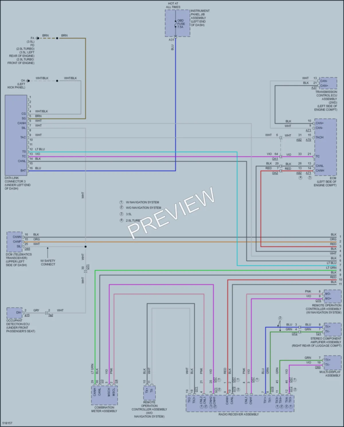 2017 Lexus RC300 Computer Data Lines wiring diagram preview
