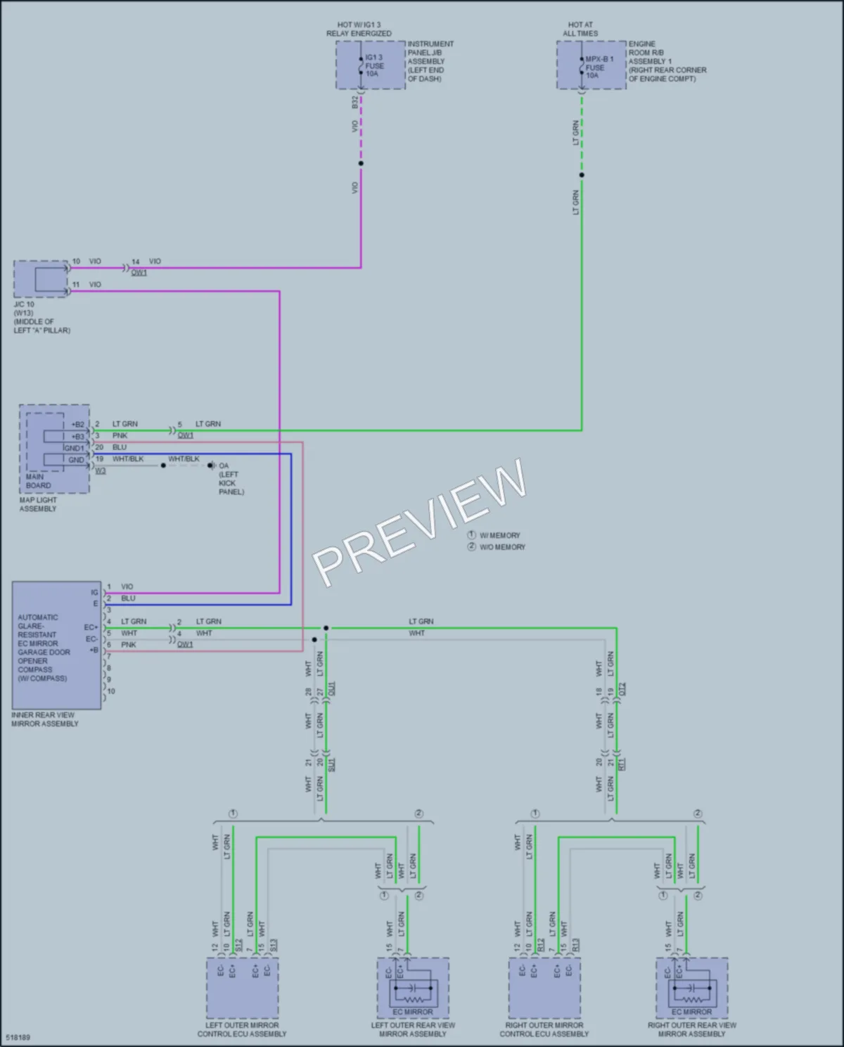 2017 Lexus RC300 Power Mirrors wiring diagram preview