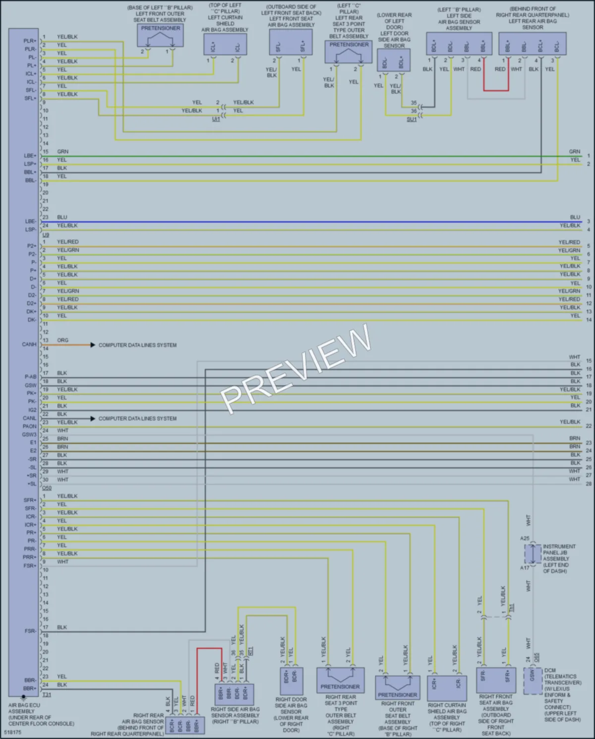 2017 Lexus RC300 Supplemental Restraints wiring diagram preview