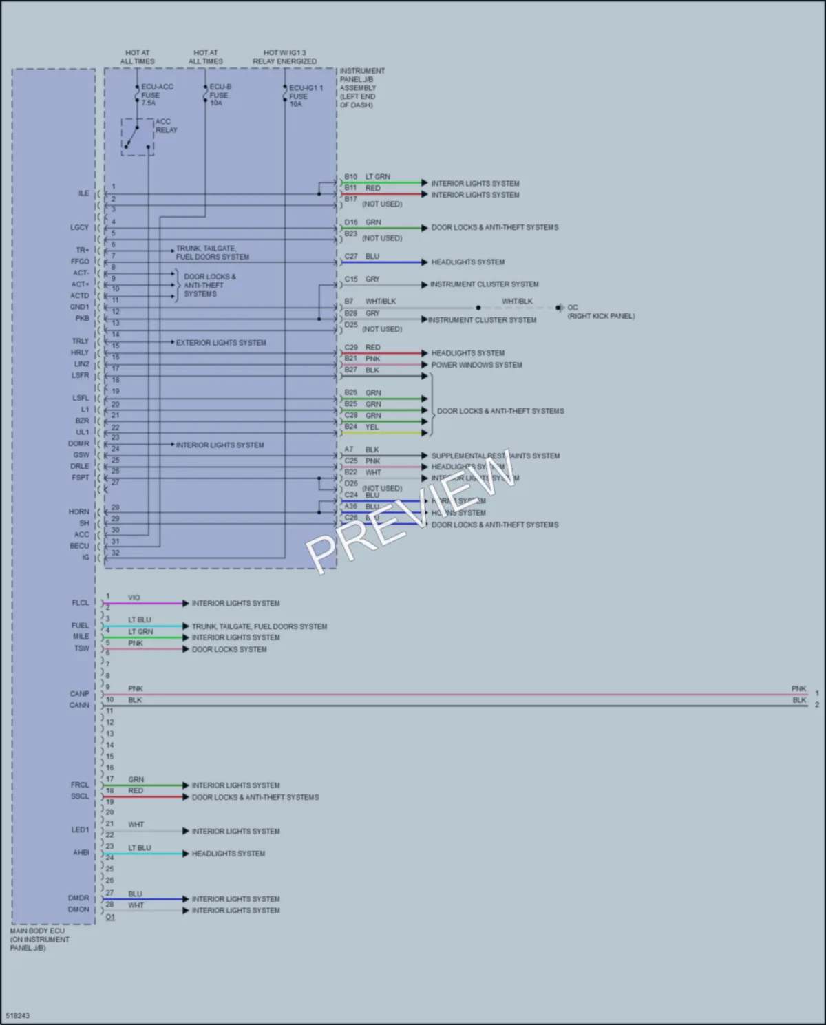 2017 Lexus RC350 Body Control Modules wiring diagram preview
