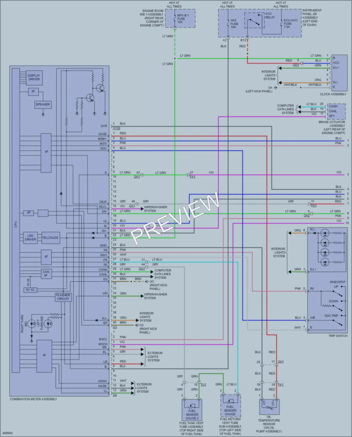 2017 Lexus RCF Instrument Cluster wiring diagram preview
