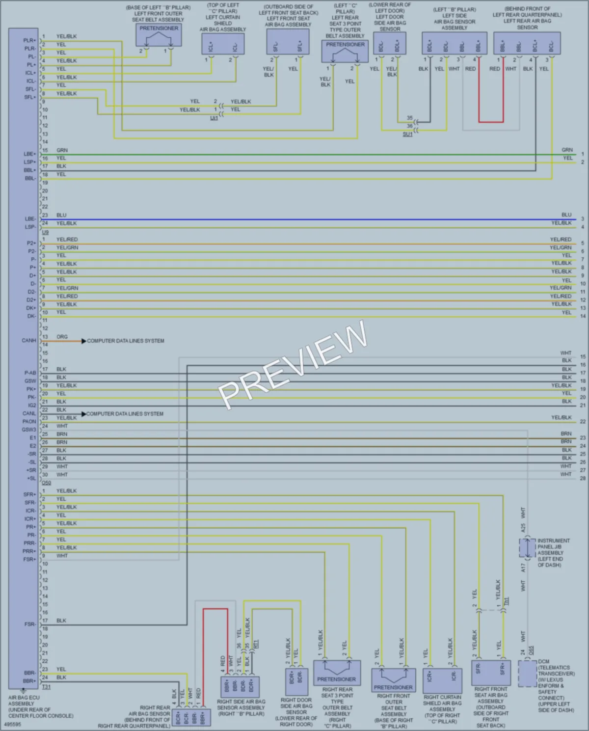 2017 Lexus RCF Supplemental Restraints wiring diagram preview
