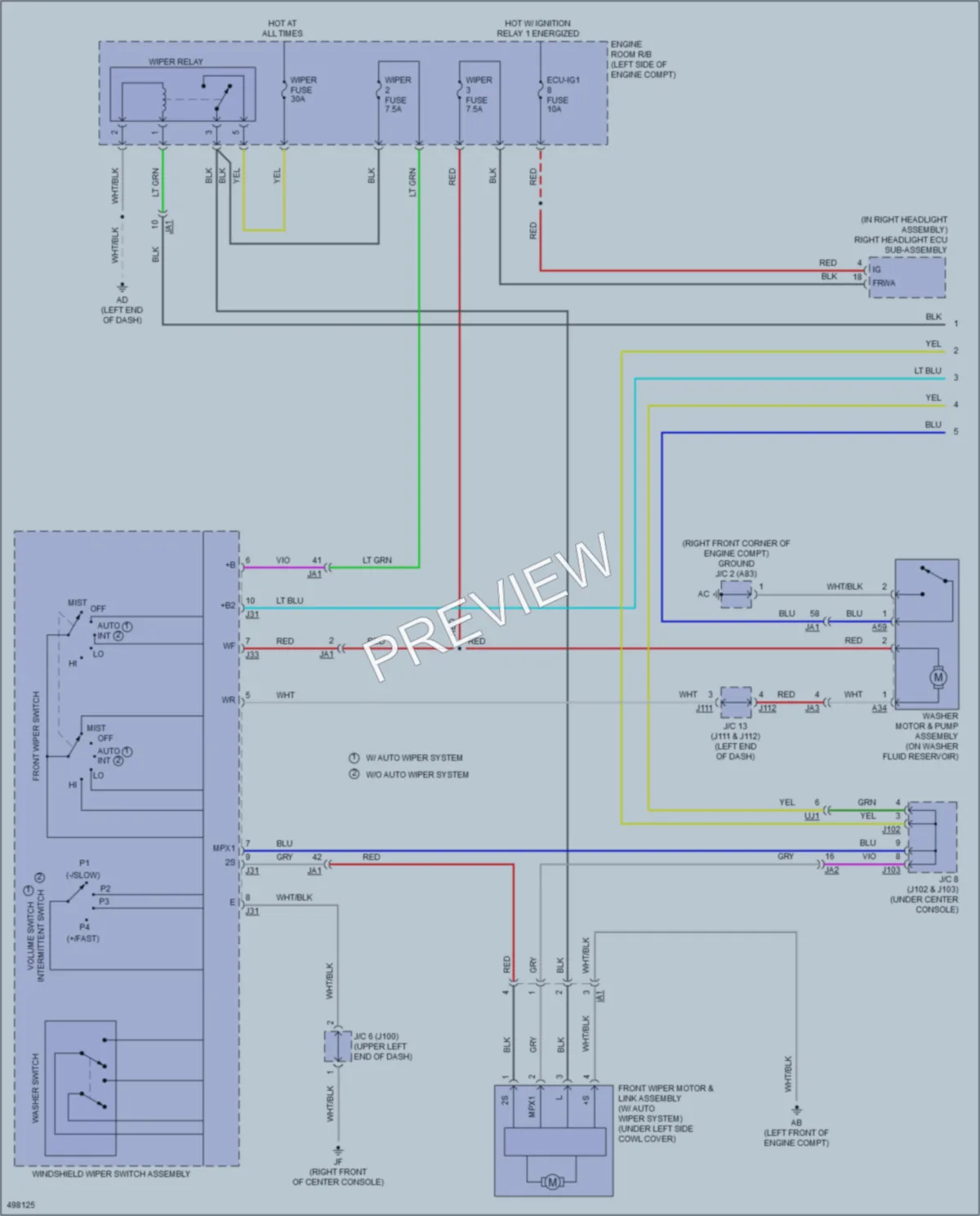 2017 Lexus RX350 Wiper Washer wiring diagram preview