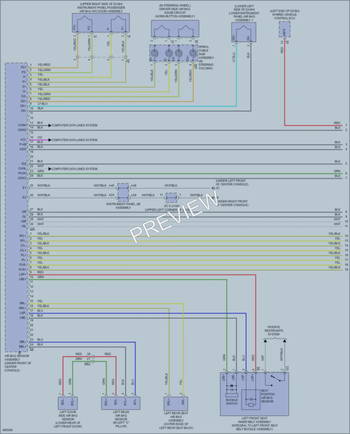 2017 Lexus RX450h Supplemental Restraints wiring diagram preview