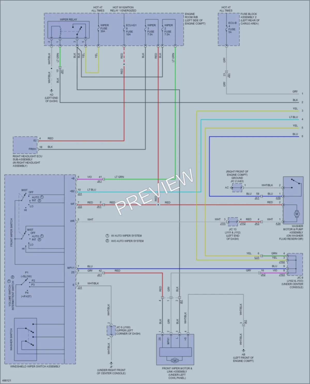 2017 Lexus RX450h Wiper Washer wiring diagram preview