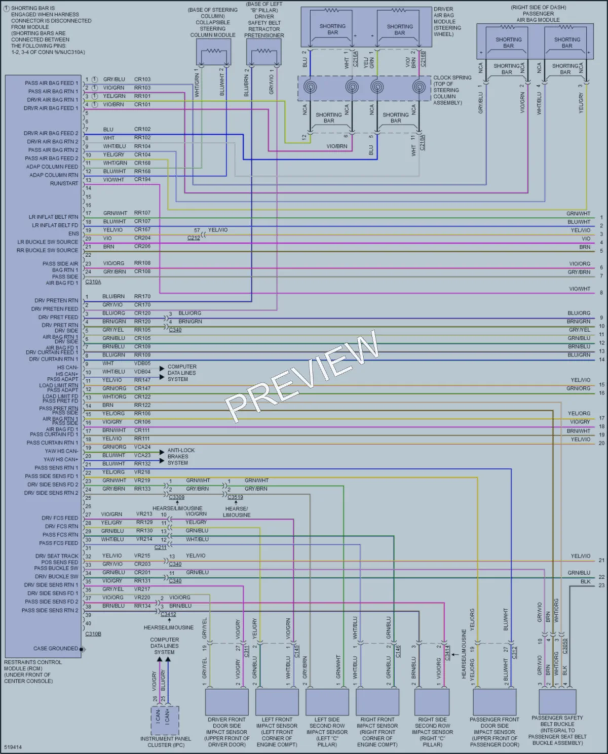 2017 Lincoln MKT Supplemental Restraints wiring diagram preview