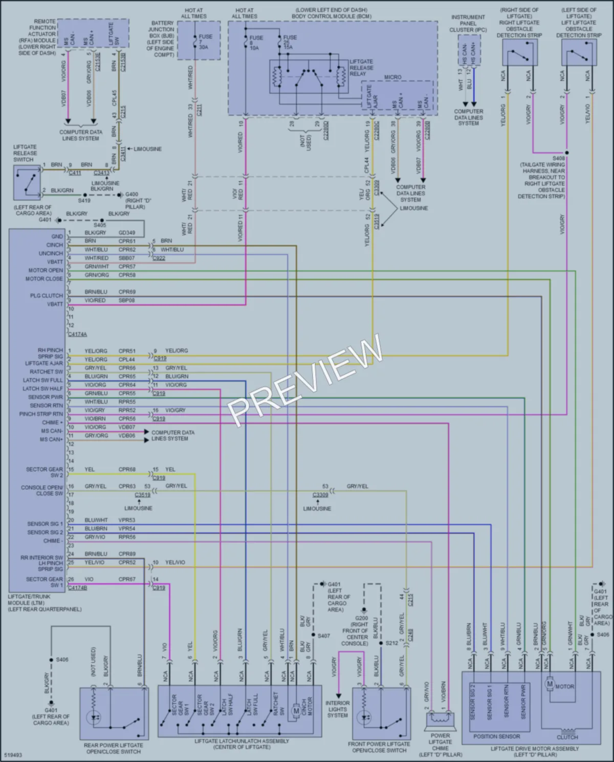 2017 Lincoln MKT Trunk Tailgate Fuel Door wiring diagram preview