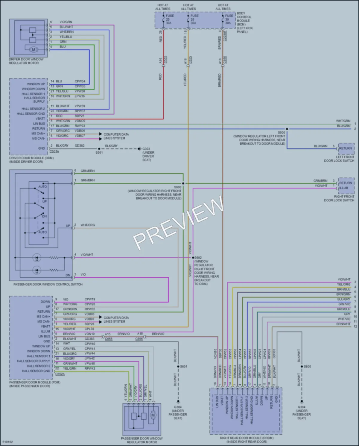 2017 Lincoln MKX Power Windows wiring diagram preview