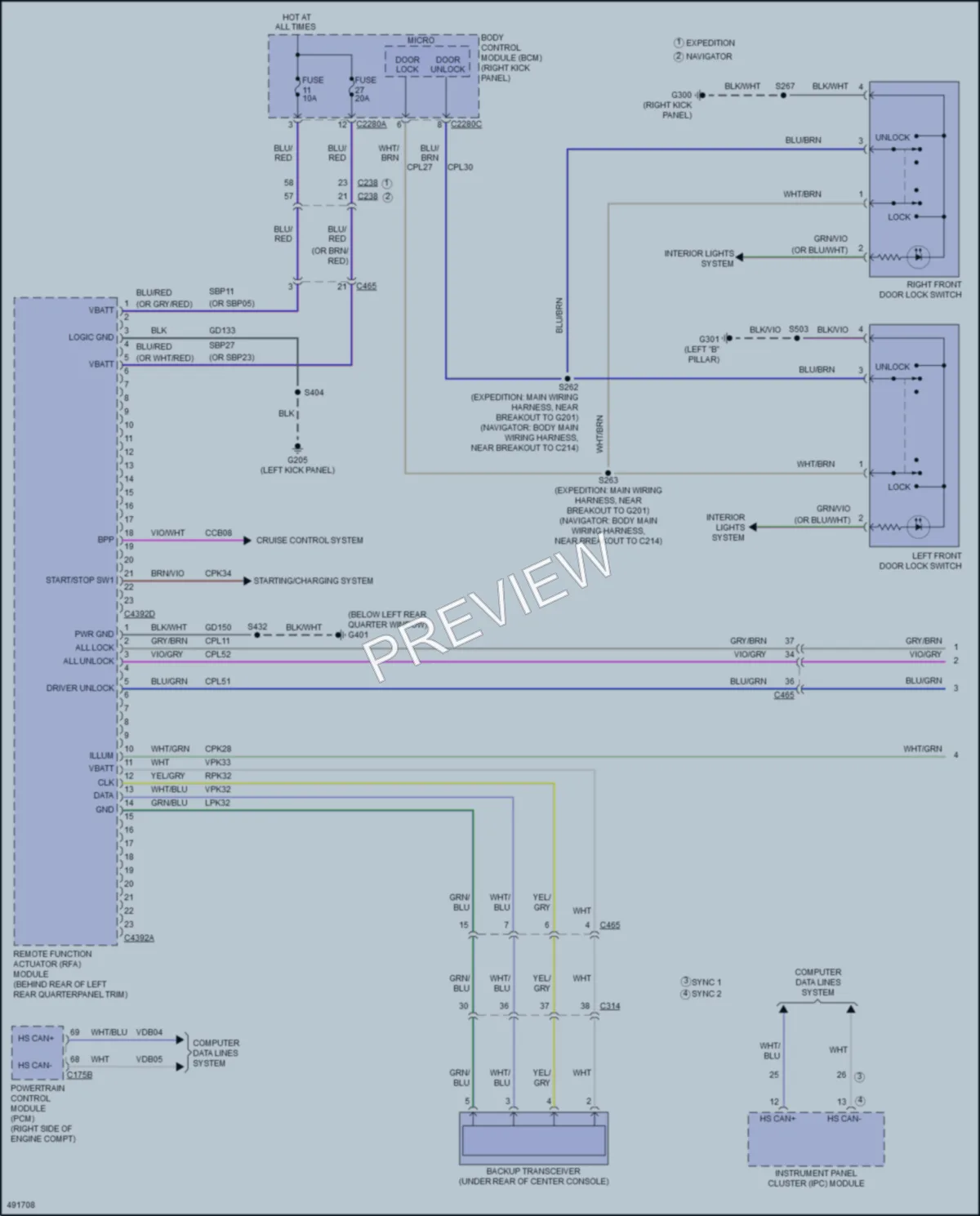 2017 Lincoln NavigatorL Power Door Locks wiring diagram preview