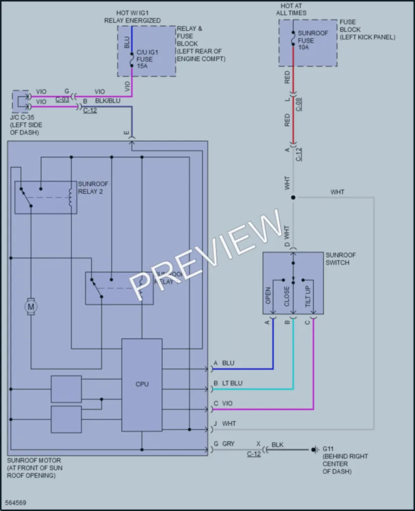 2017 Mazda 3 Power Top Sunroof wiring diagram preview