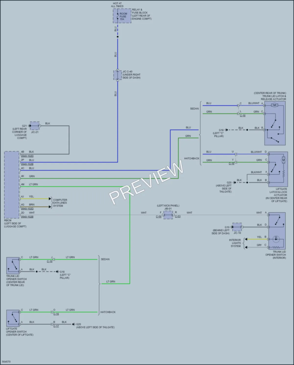 2017 Mazda 3 Trunk Tailgate Fuel Door wiring diagram preview