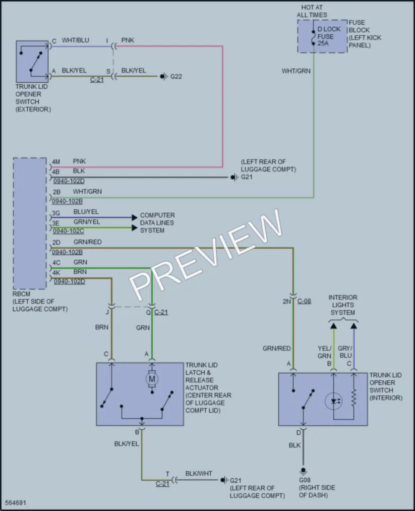 2017 Mazda 6 Trunk Tailgate Fuel Door wiring diagram preview