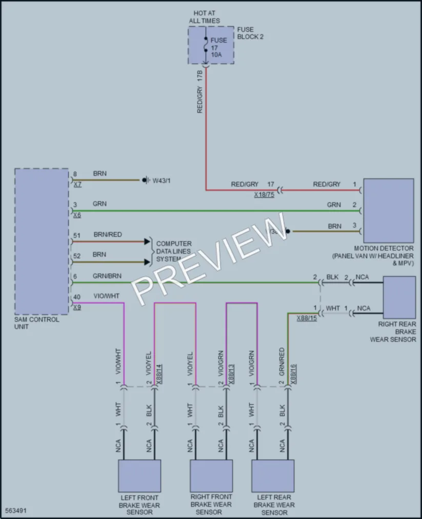2017 MercedesBenz 2500Sprinter Warning Systems wiring diagram preview