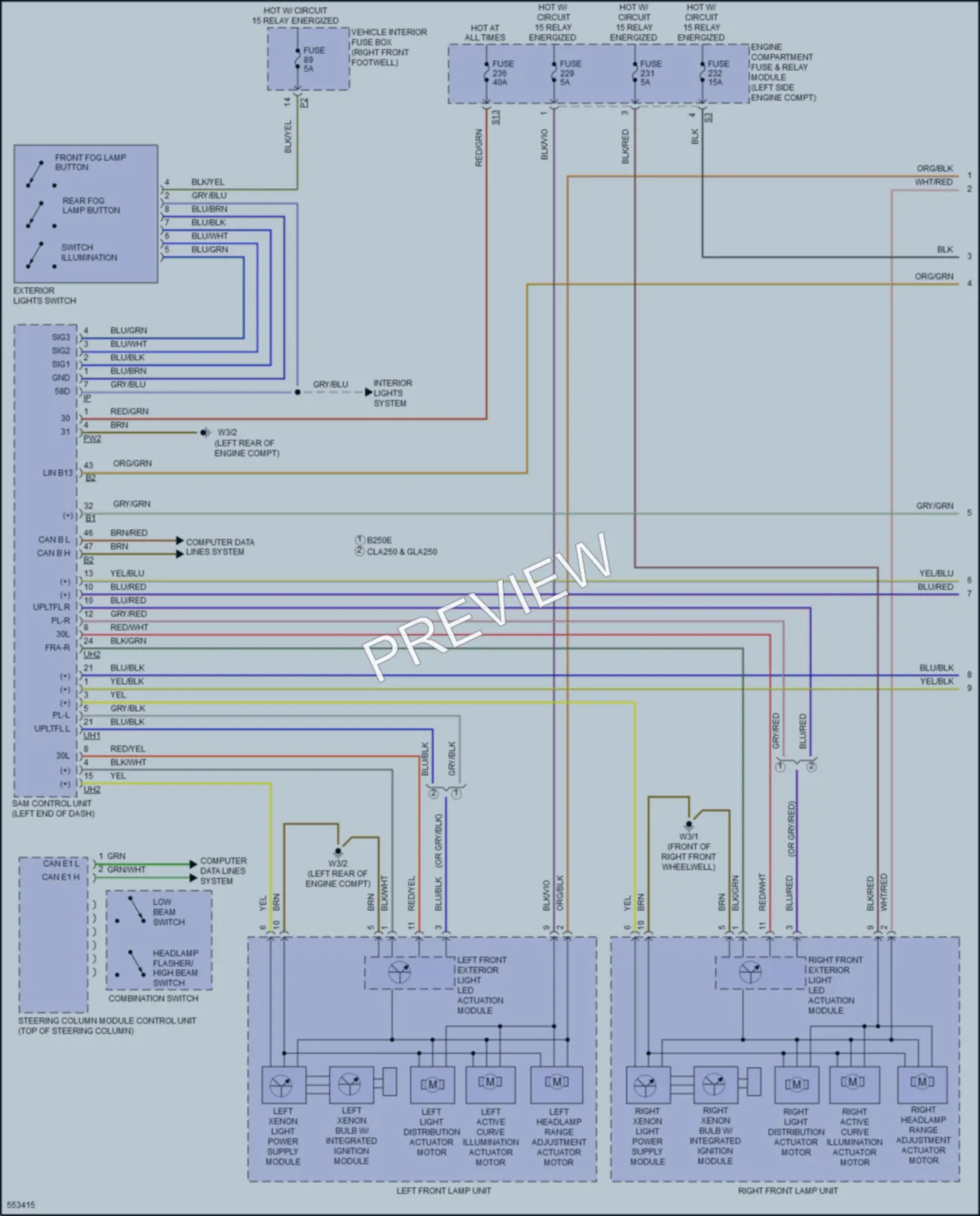 2017 MercedesBenz B250e Headlights wiring diagram preview